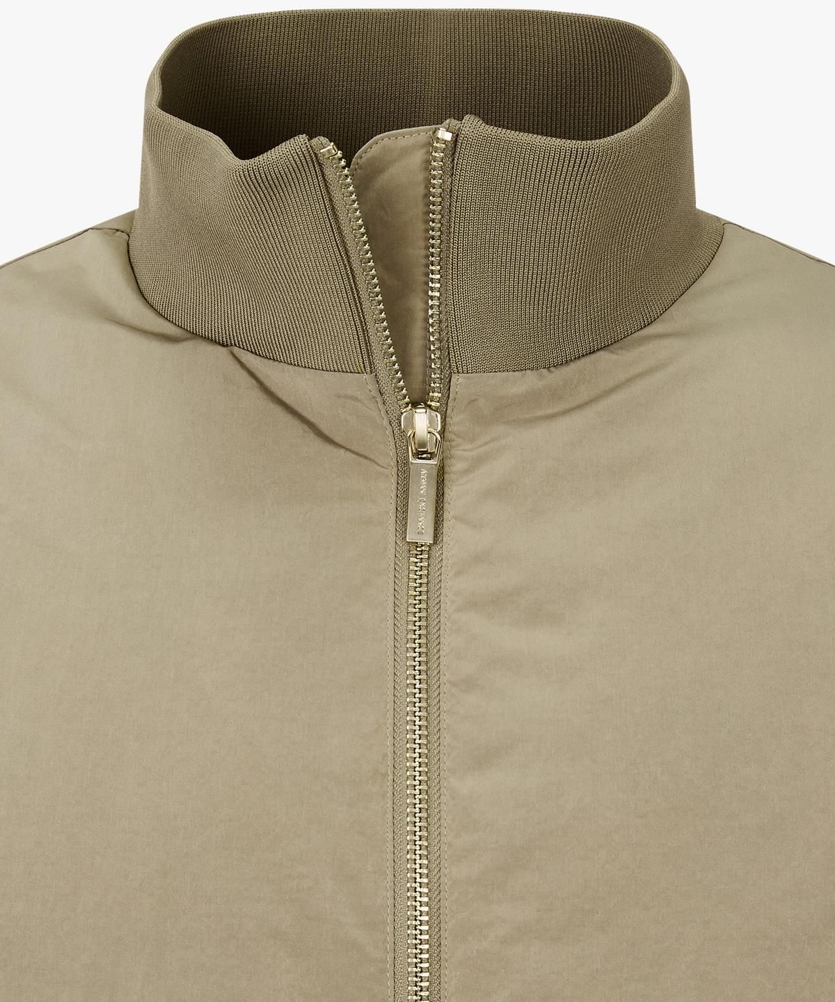 아르마니 익스체인지(ARMANI EXCHANGE) 여성 셔링 슬리브 하이넥 패딩 자켓 _카키 베이지_A425310505