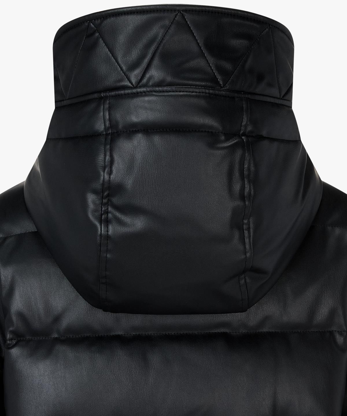 아르마니 익스체인지(ARMANI EXCHANGE) 여성 디태처블 후드 페이크 레더 패딩 자켓 _블랙_A425310506