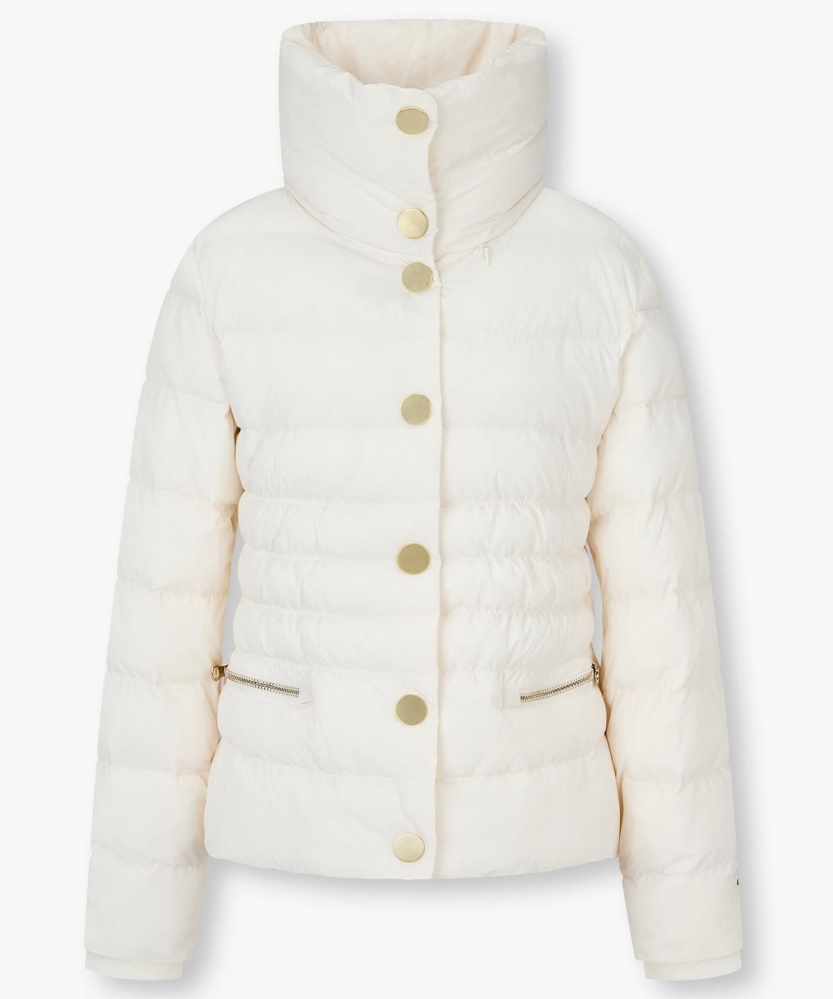 아르마니 익스체인지(ARMANI EXCHANGE) 여성 스냅 버튼 하이넥 패딩 자켓 _크림_A425310501