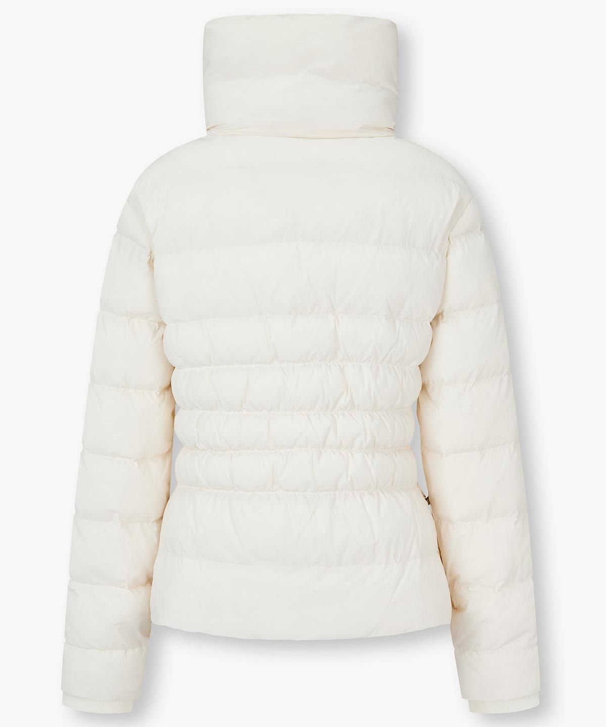아르마니 익스체인지(ARMANI EXCHANGE) 여성 스냅 버튼 하이넥 패딩 자켓 _크림_A425310501