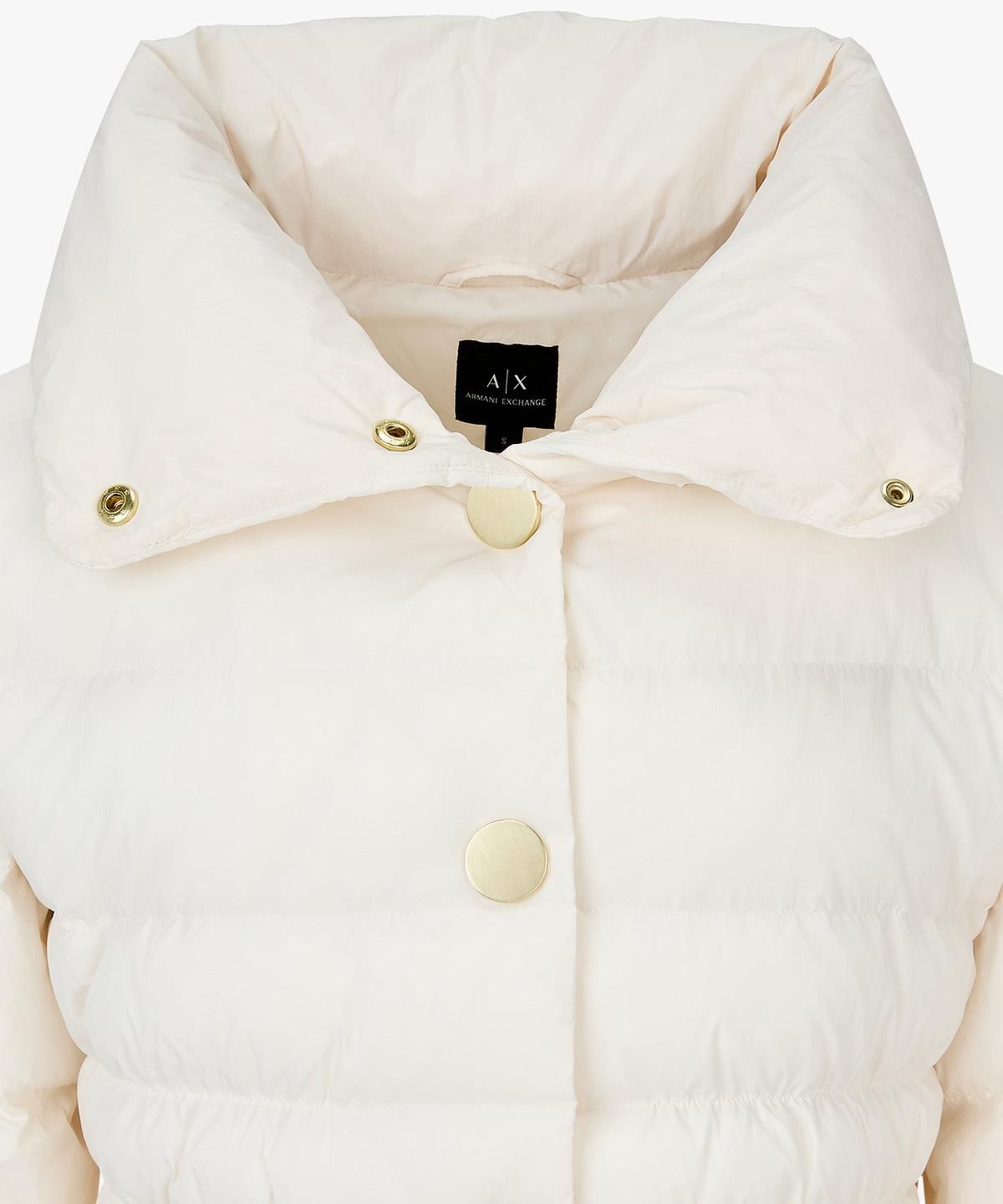 아르마니 익스체인지(ARMANI EXCHANGE) 여성 스냅 버튼 하이넥 패딩 자켓 _크림_A425310501