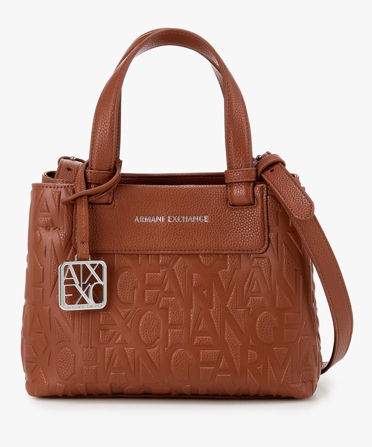 아르마니 익스체인지(ARMANI EXCHANGE) 여성 그레인 로고 스몰 쇼퍼백 _브라운_A425370512
