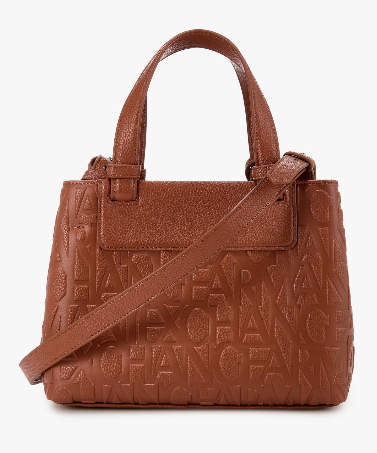 아르마니 익스체인지(ARMANI EXCHANGE) 여성 그레인 로고 스몰 쇼퍼백 _브라운_A425370512