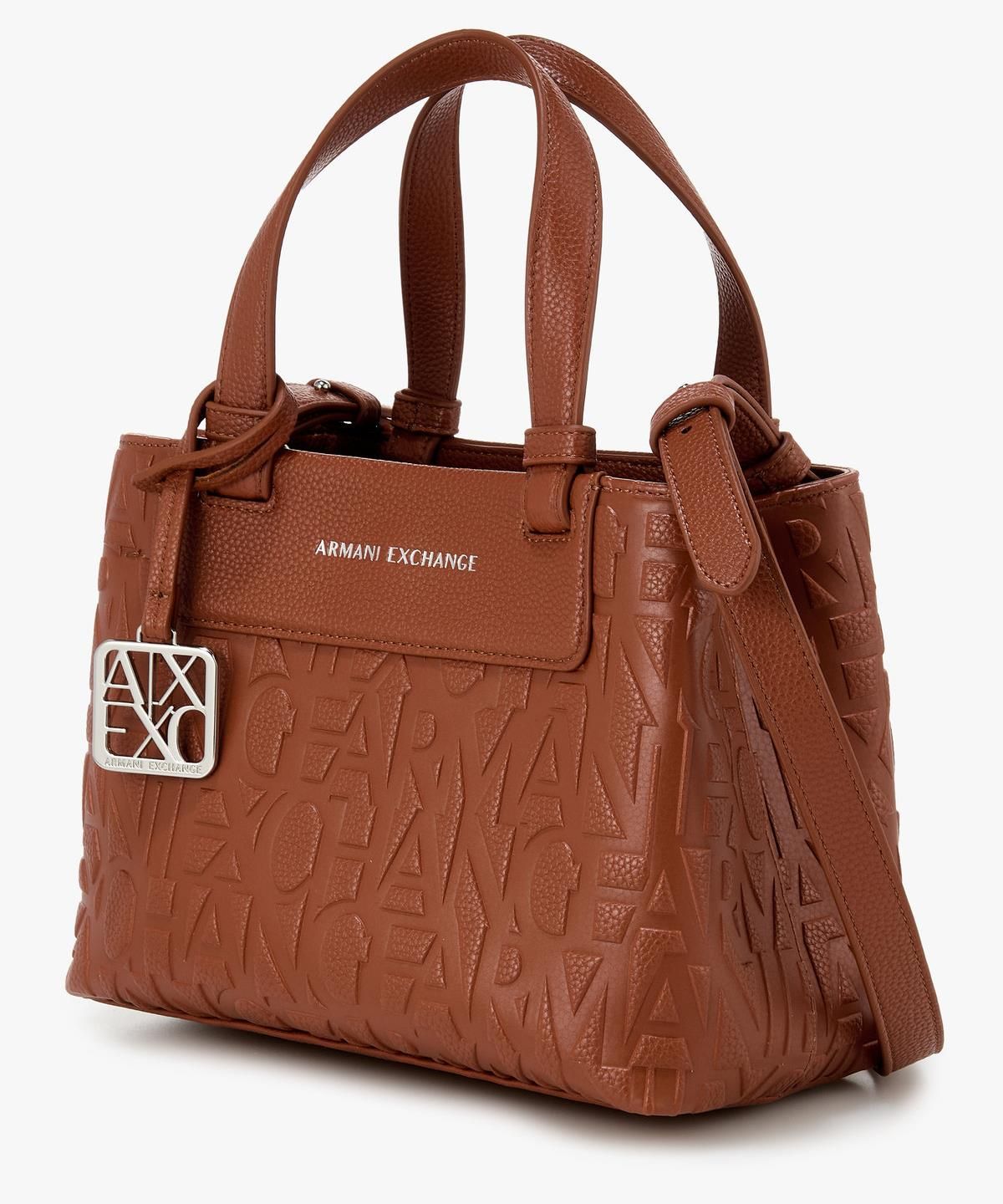 아르마니 익스체인지(ARMANI EXCHANGE) 여성 그레인 로고 스몰 쇼퍼백 _브라운_A425370512