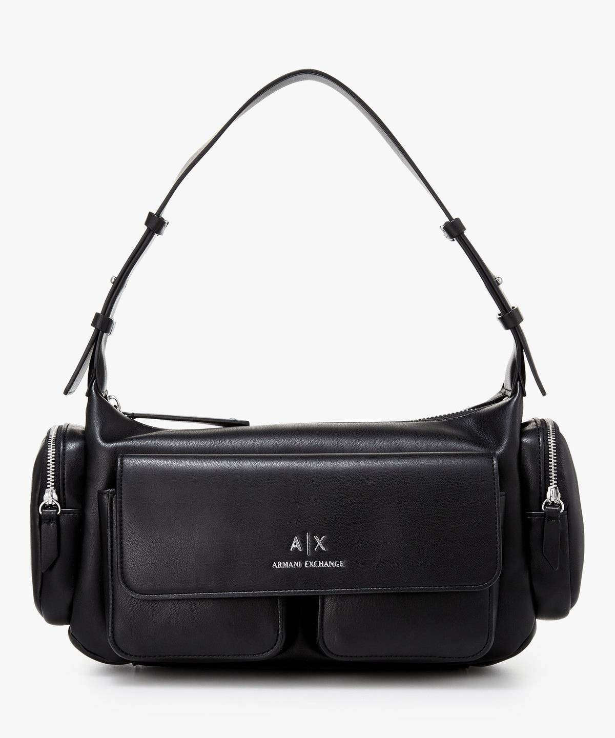 아르마니 익스체인지(ARMANI EXCHANGE) 여성 멀티 포켓 소프트 미디엄 숄더백 _블랙_A425170512