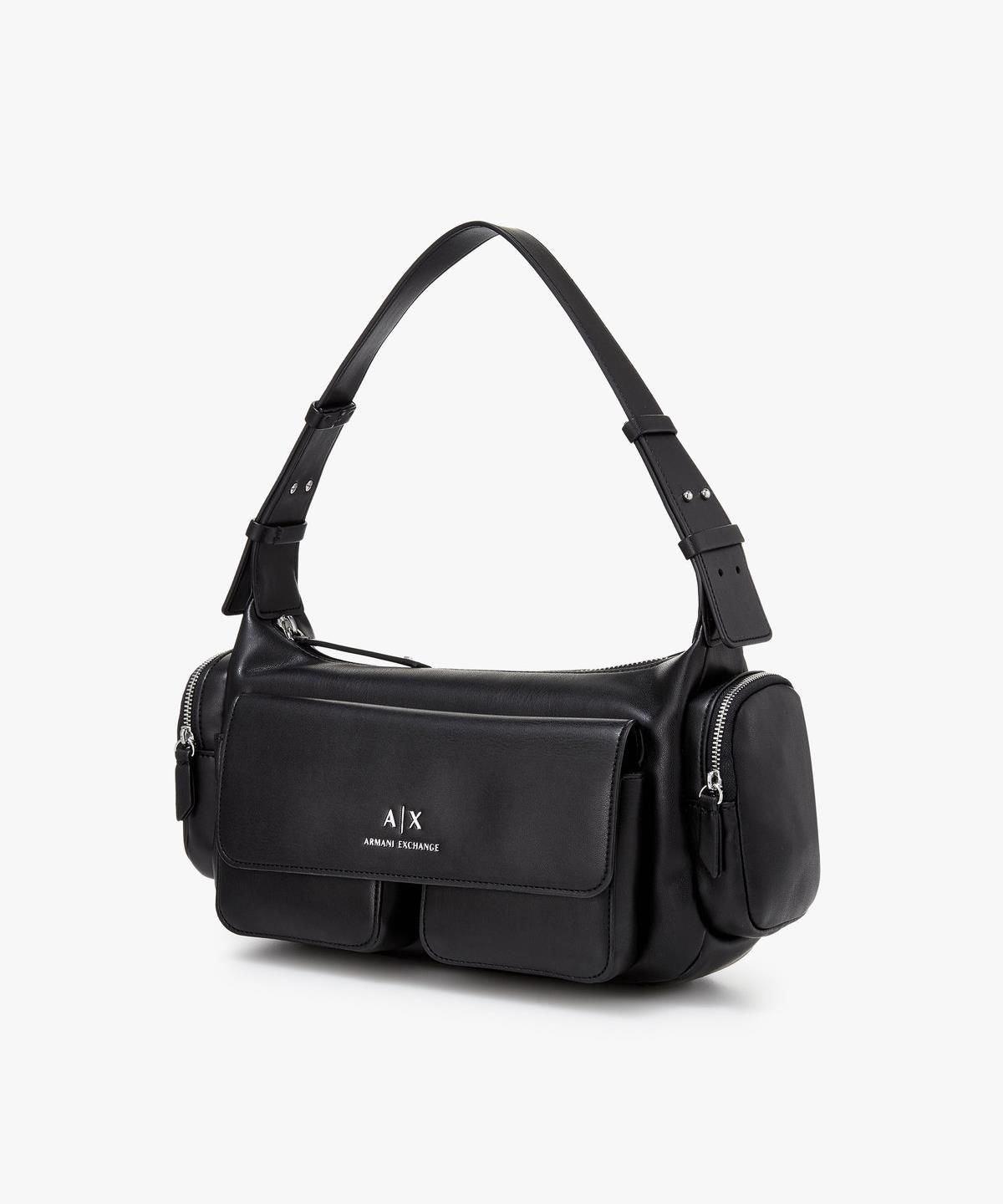 아르마니 익스체인지(ARMANI EXCHANGE) 여성 멀티 포켓 소프트 미디엄 숄더백 _블랙_A425170512