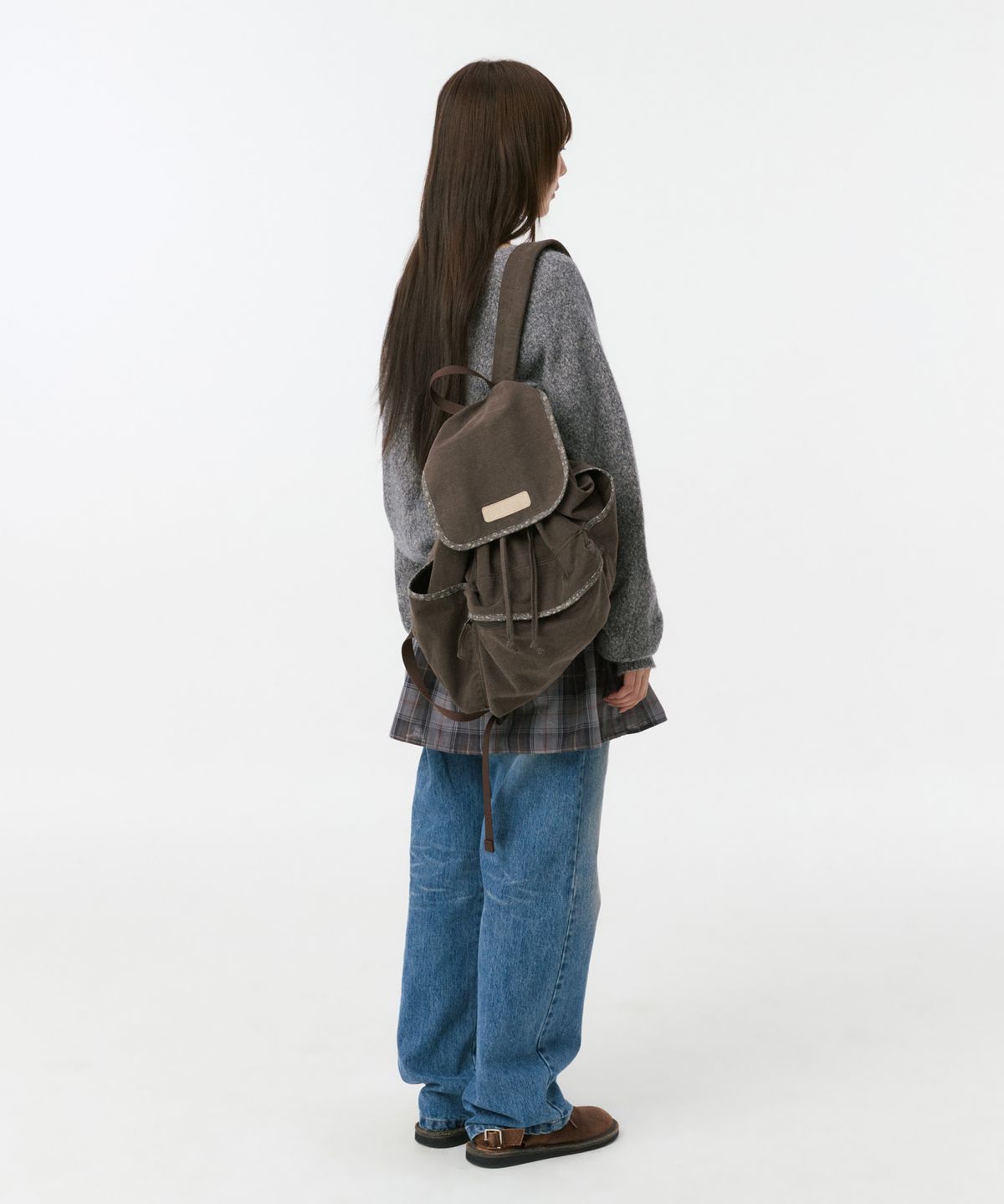 오헤시오(OHESHIO) CONTRAST BACKPACK, BROWN FLORAL