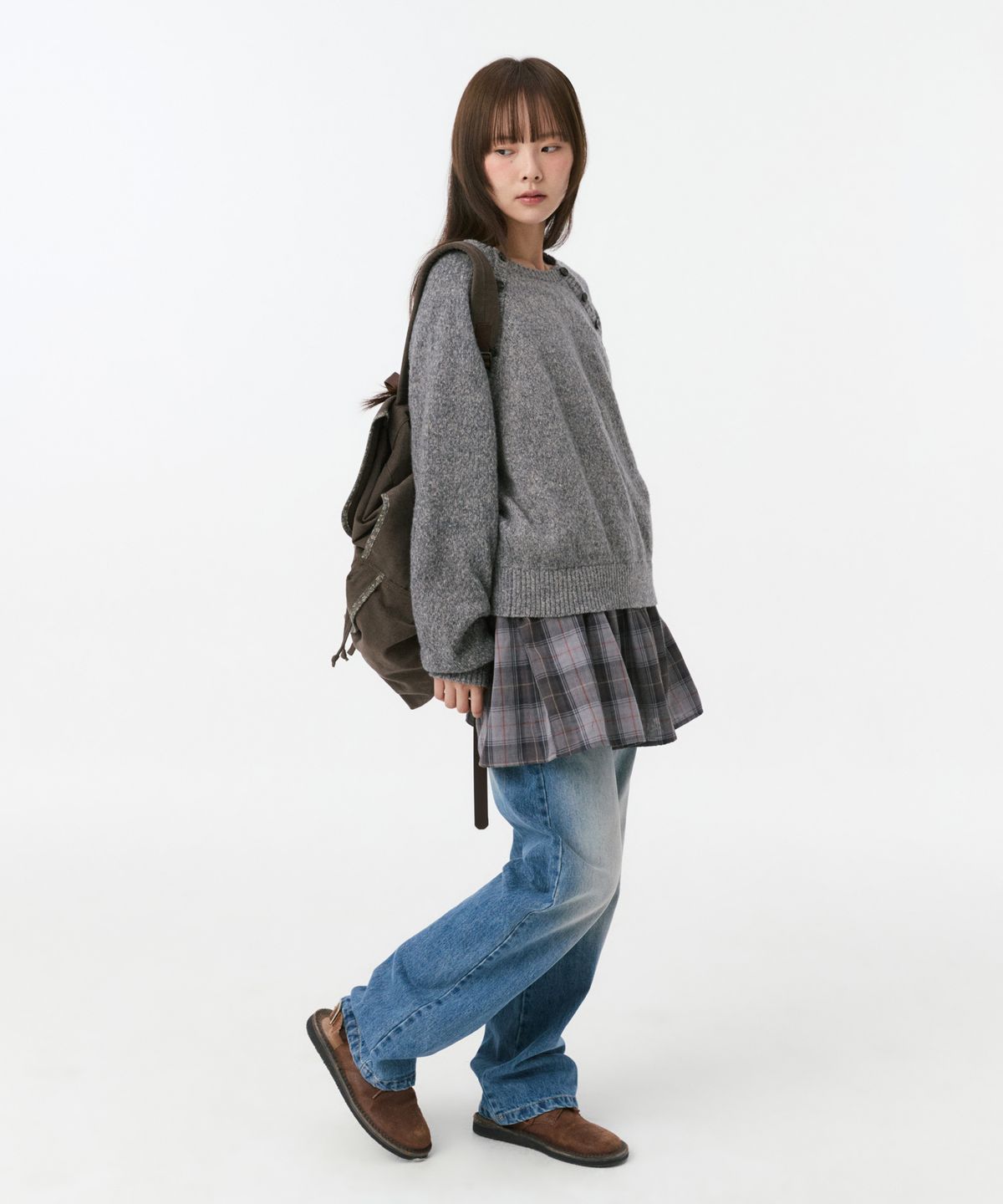오헤시오(OHESHIO) CONTRAST BACKPACK, BROWN FLORAL