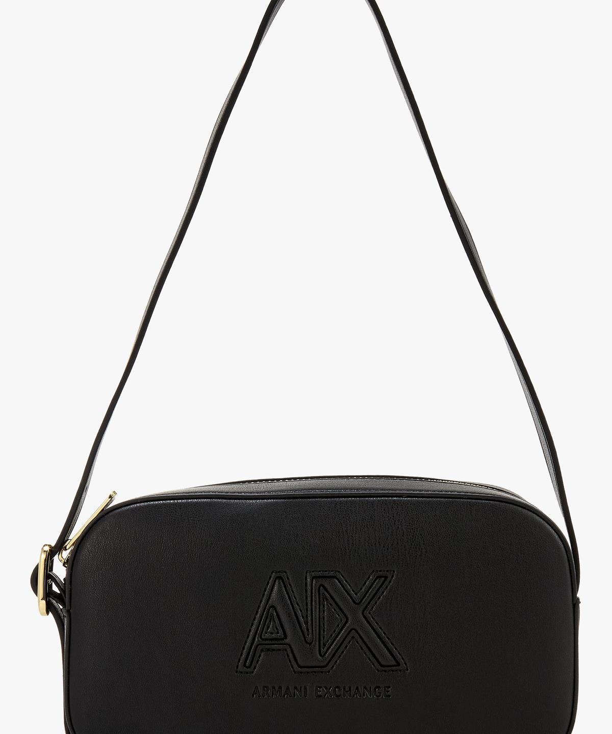 아르마니 익스체인지(ARMANI EXCHANGE) 여성 스티치 로고 카메라 백 _블랙_A425370508
