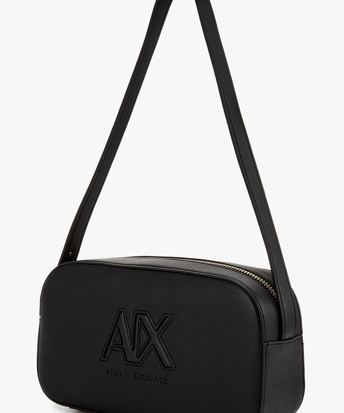 아르마니 익스체인지(ARMANI EXCHANGE) 여성 스티치 로고 카메라 백 _블랙_A425370508