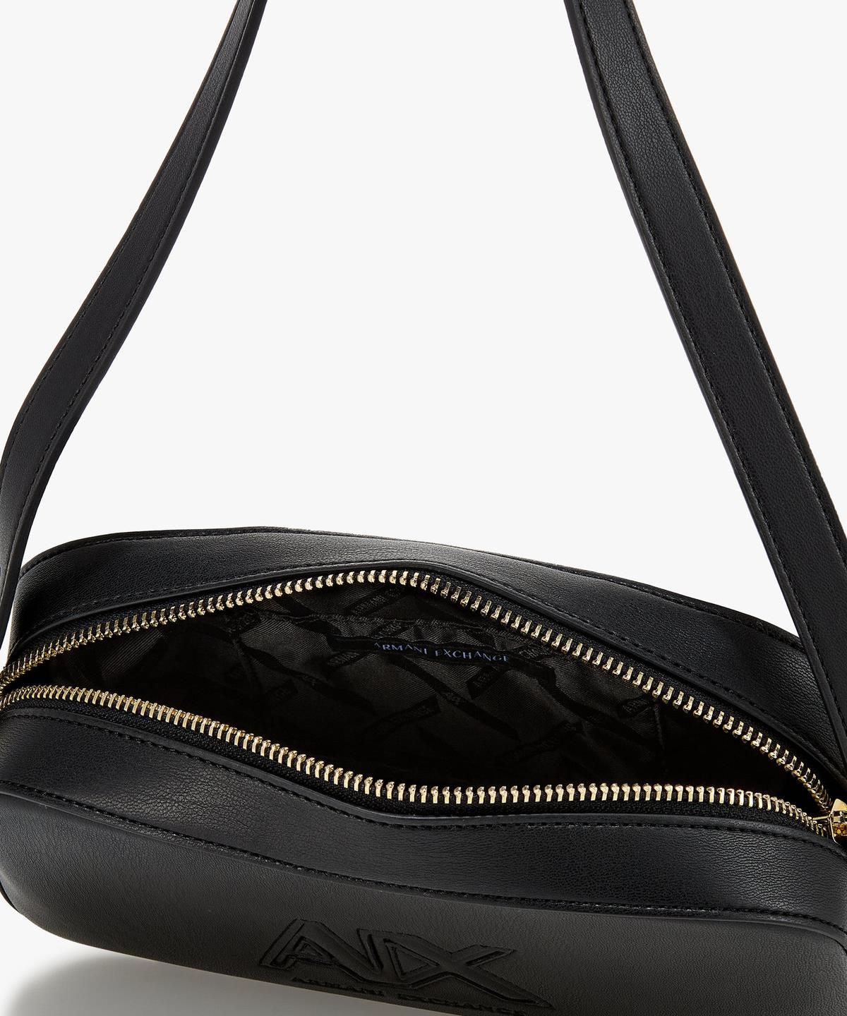 아르마니 익스체인지(ARMANI EXCHANGE) 여성 스티치 로고 카메라 백 _블랙_A425370508