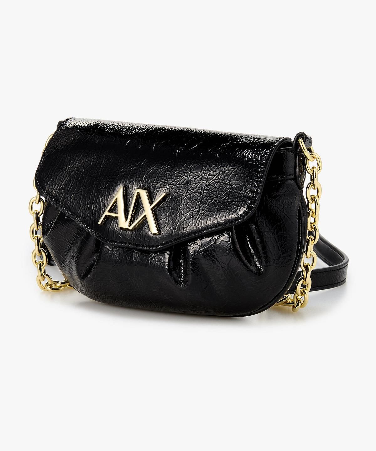 아르마니 익스체인지(ARMANI EXCHANGE) 여성 메탈 로고 링클 미니 백 _블랙_A426170502