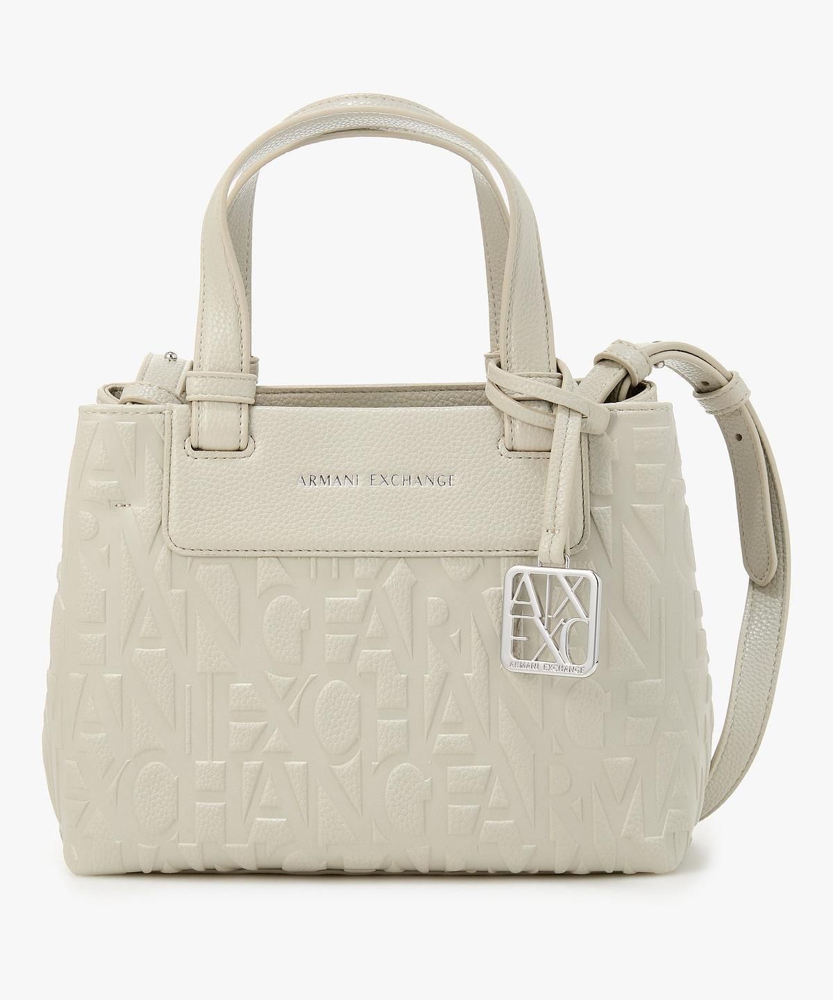 아르마니 익스체인지(ARMANI EXCHANGE) 여성 올오버 로고 스몰 토트백 _웜 그레이_A426170510