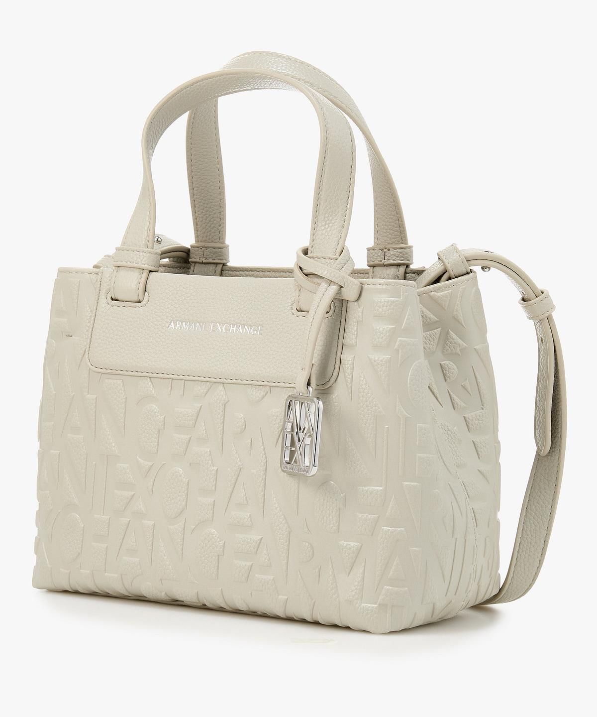 아르마니 익스체인지(ARMANI EXCHANGE) 여성 올오버 로고 스몰 토트백 _웜 그레이_A426170510