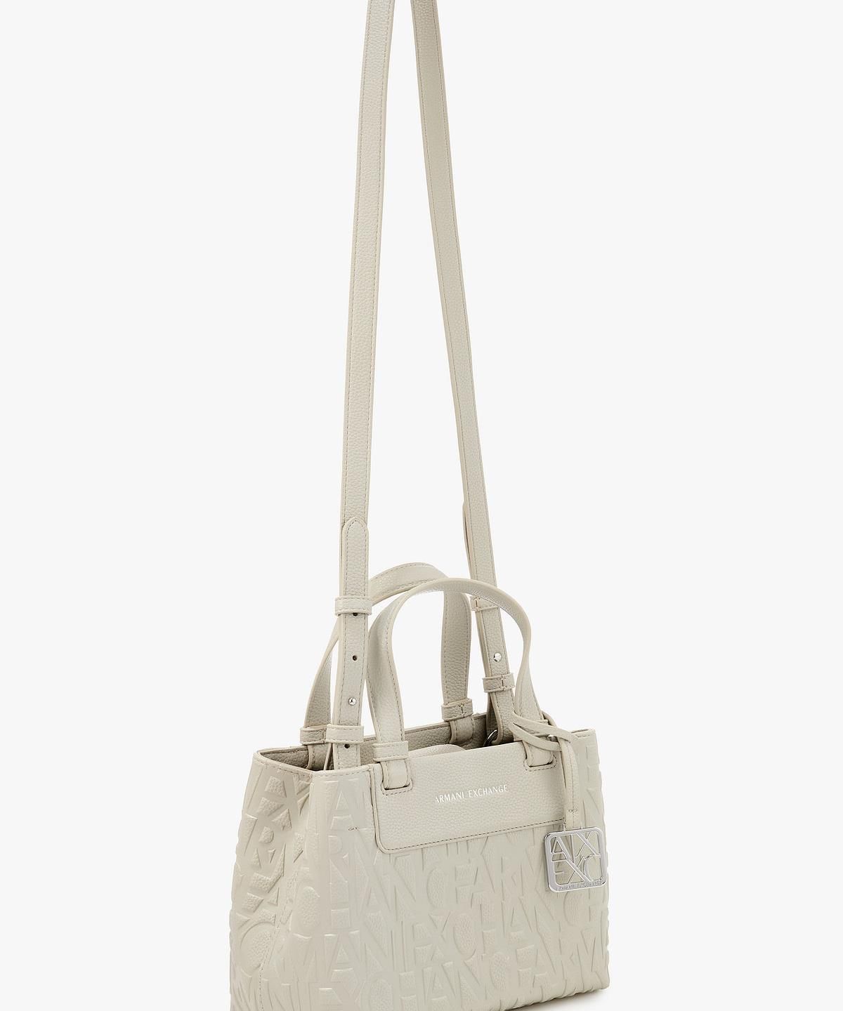 아르마니 익스체인지(ARMANI EXCHANGE) 여성 올오버 로고 스몰 토트백 _웜 그레이_A426170510