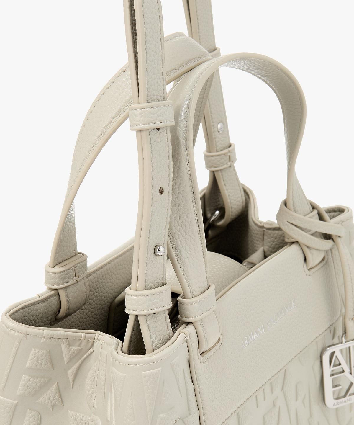 아르마니 익스체인지(ARMANI EXCHANGE) 여성 올오버 로고 스몰 토트백 _웜 그레이_A426170510