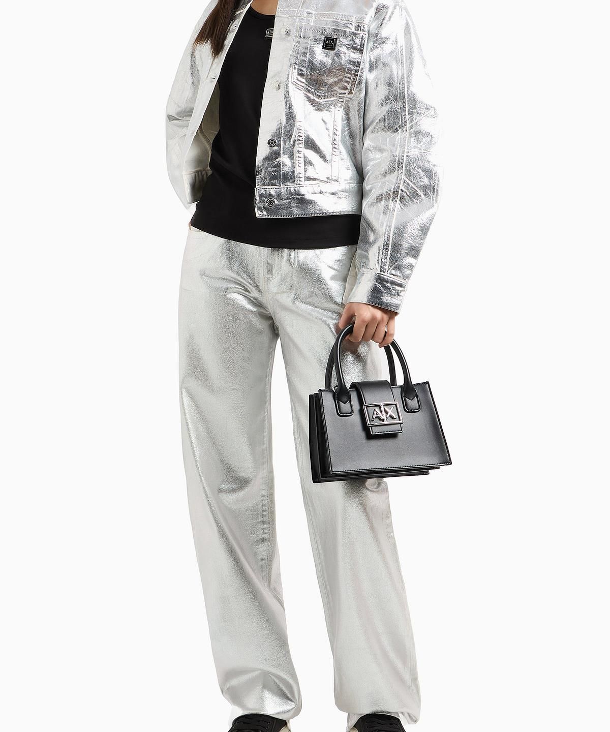 아르마니 익스체인지(ARMANI EXCHANGE) 여성 스몰 트라페즈 핸드백 _블랙_A425170503
