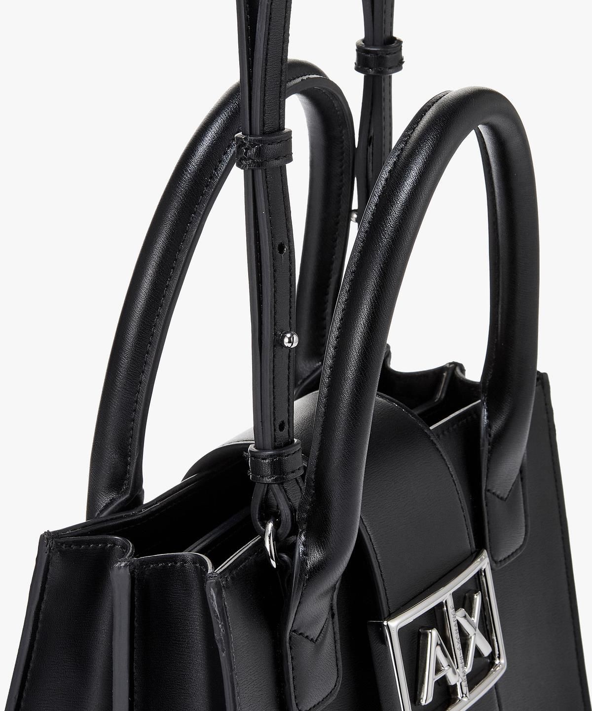 아르마니 익스체인지(ARMANI EXCHANGE) 여성 스몰 트라페즈 핸드백 _블랙_A425170503