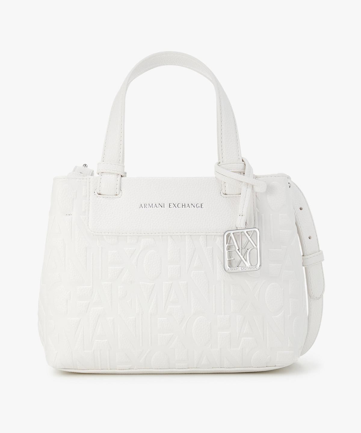 아르마니 익스체인지(ARMANI EXCHANGE) 여성 올오버 로고 스몰 토트백 _오프 화이트_A426170503