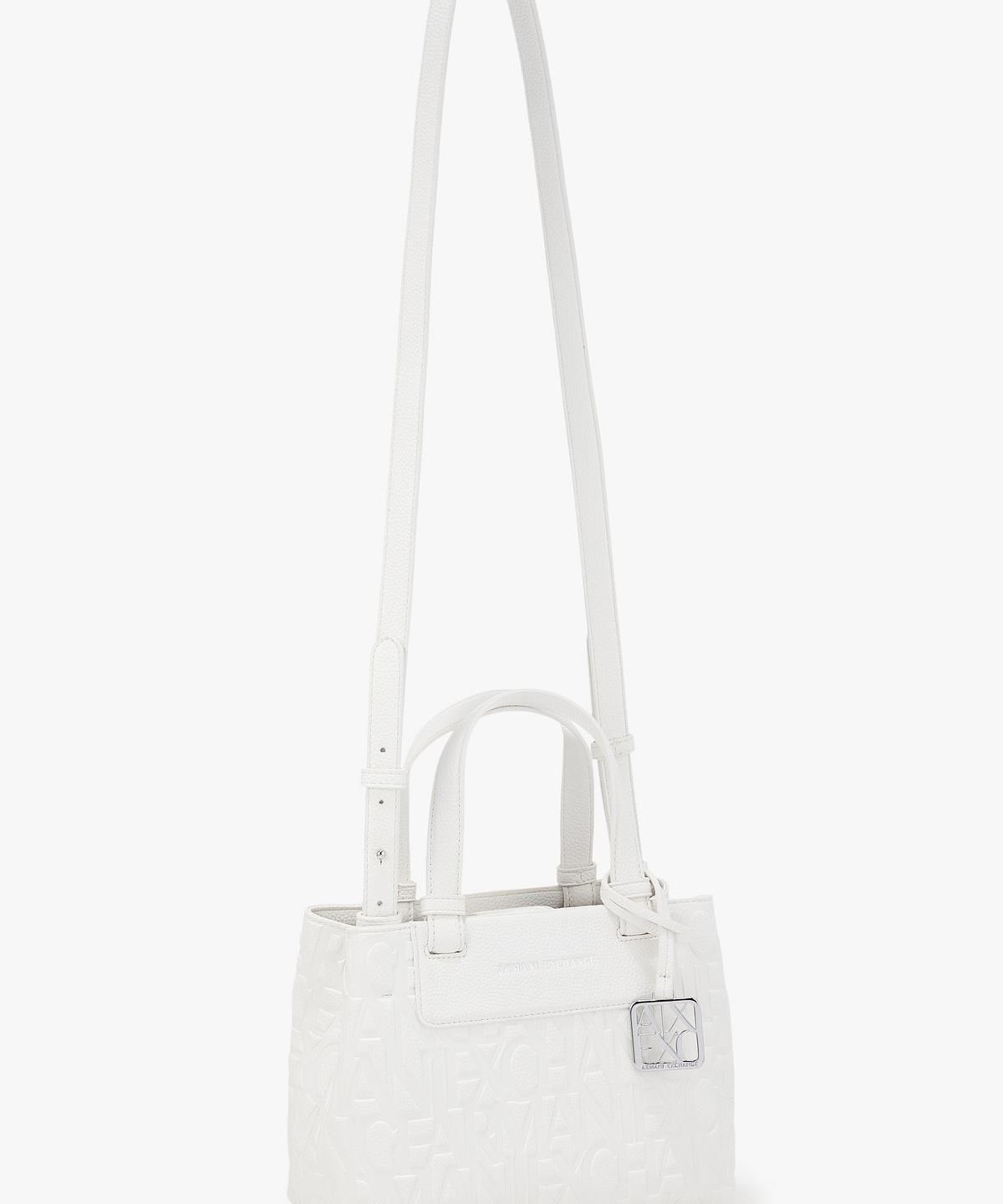 아르마니 익스체인지(ARMANI EXCHANGE) 여성 올오버 로고 스몰 토트백 _오프 화이트_A426170503