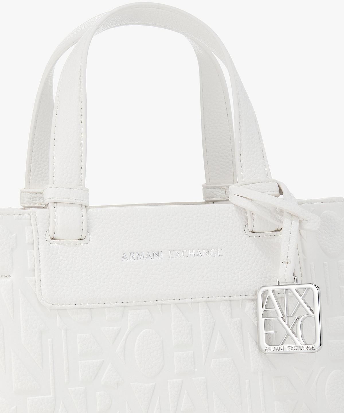 아르마니 익스체인지(ARMANI EXCHANGE) 여성 올오버 로고 스몰 토트백 _오프 화이트_A426170503