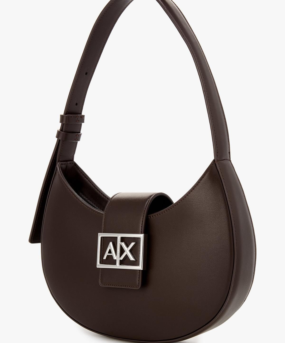 아르마니 익스체인지(ARMANI EXCHANGE) 여성 로고 플레이트 숄더백 _다크 브라운_A426170504