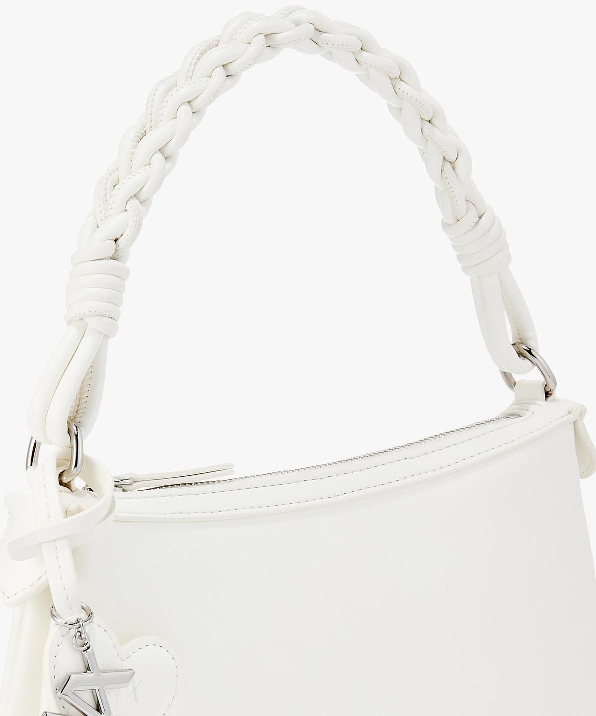 아르마니 익스체인지(ARMANI EXCHANGE) 여성 스몰 브레이드 핸들 숄더백 _오프 화이트_A426170511