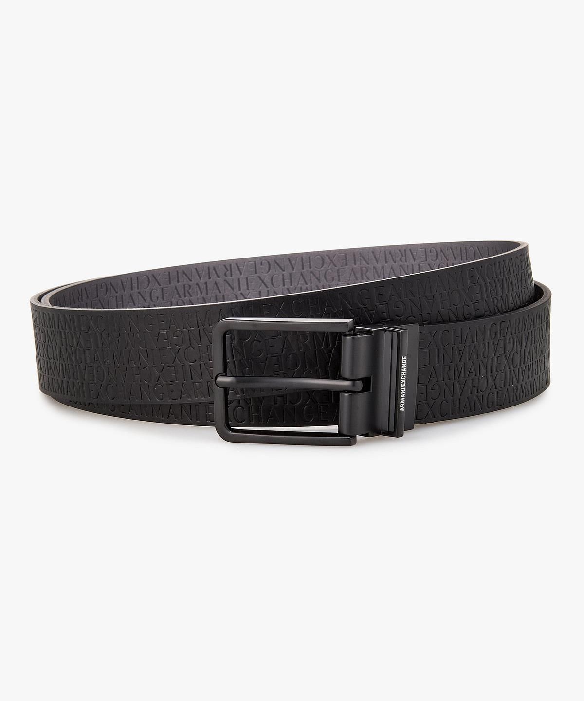 아르마니 익스체인지(ARMANI EXCHANGE) 남성 리버서블 로고 패턴 레더 벨트 _블랙_A416171002