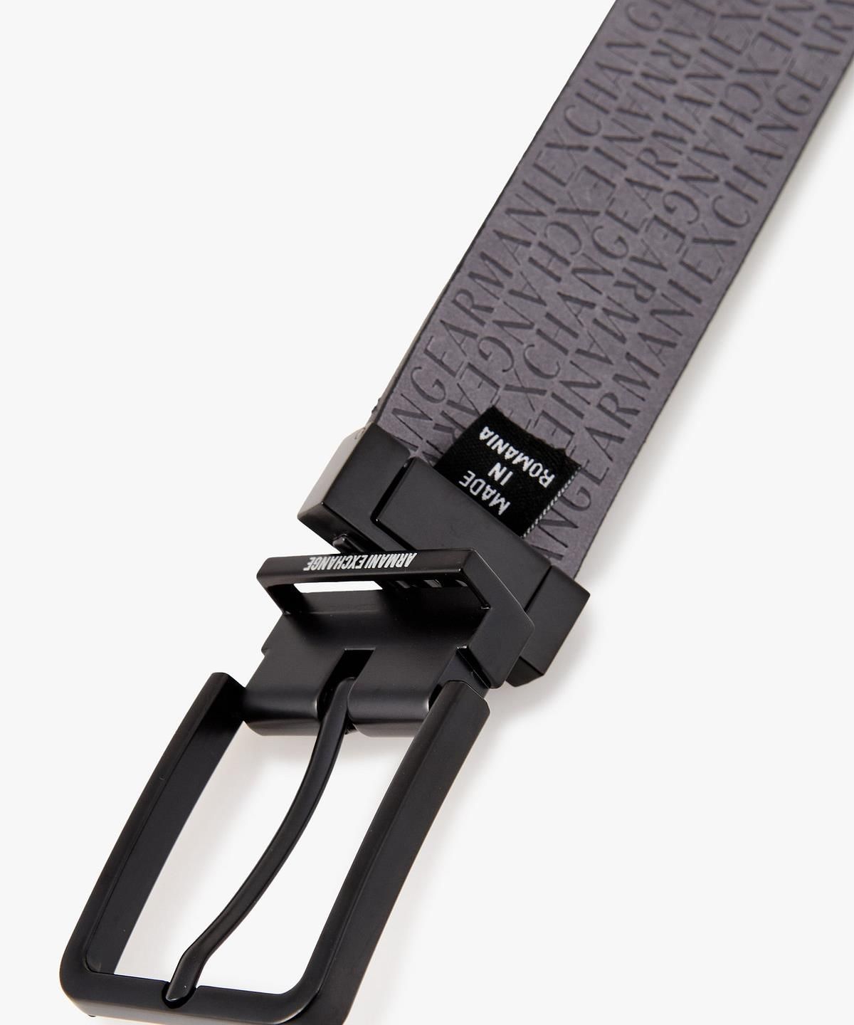 아르마니 익스체인지(ARMANI EXCHANGE) 남성 리버서블 로고 패턴 레더 벨트 _블랙_A416171002