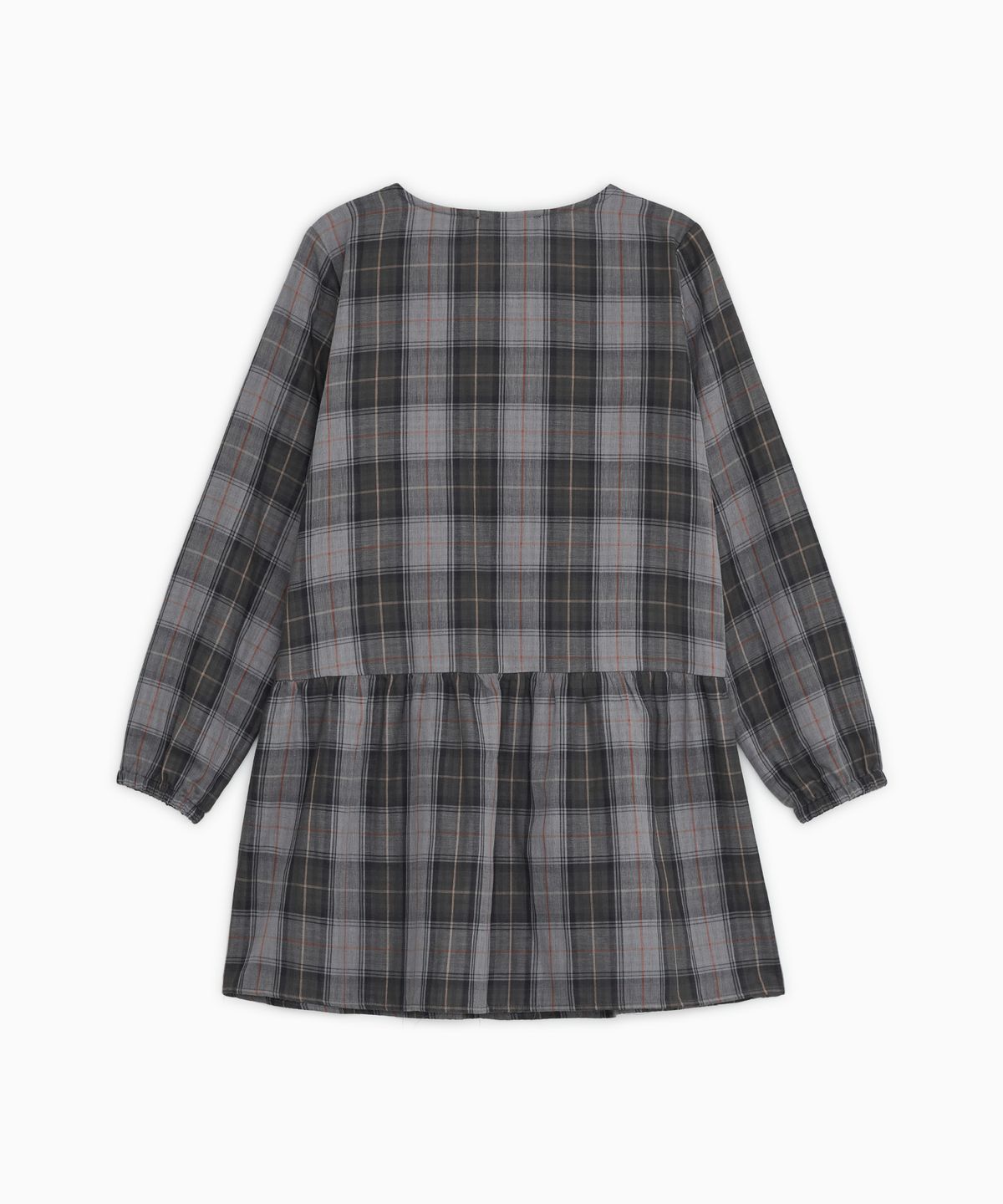 오헤시오(OHESHIO) VINTAGE RUFFLE DRESS, GRAY CHECK