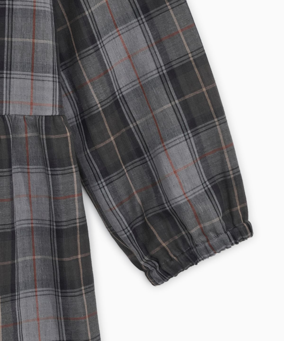 오헤시오(OHESHIO) VINTAGE RUFFLE DRESS, GRAY CHECK