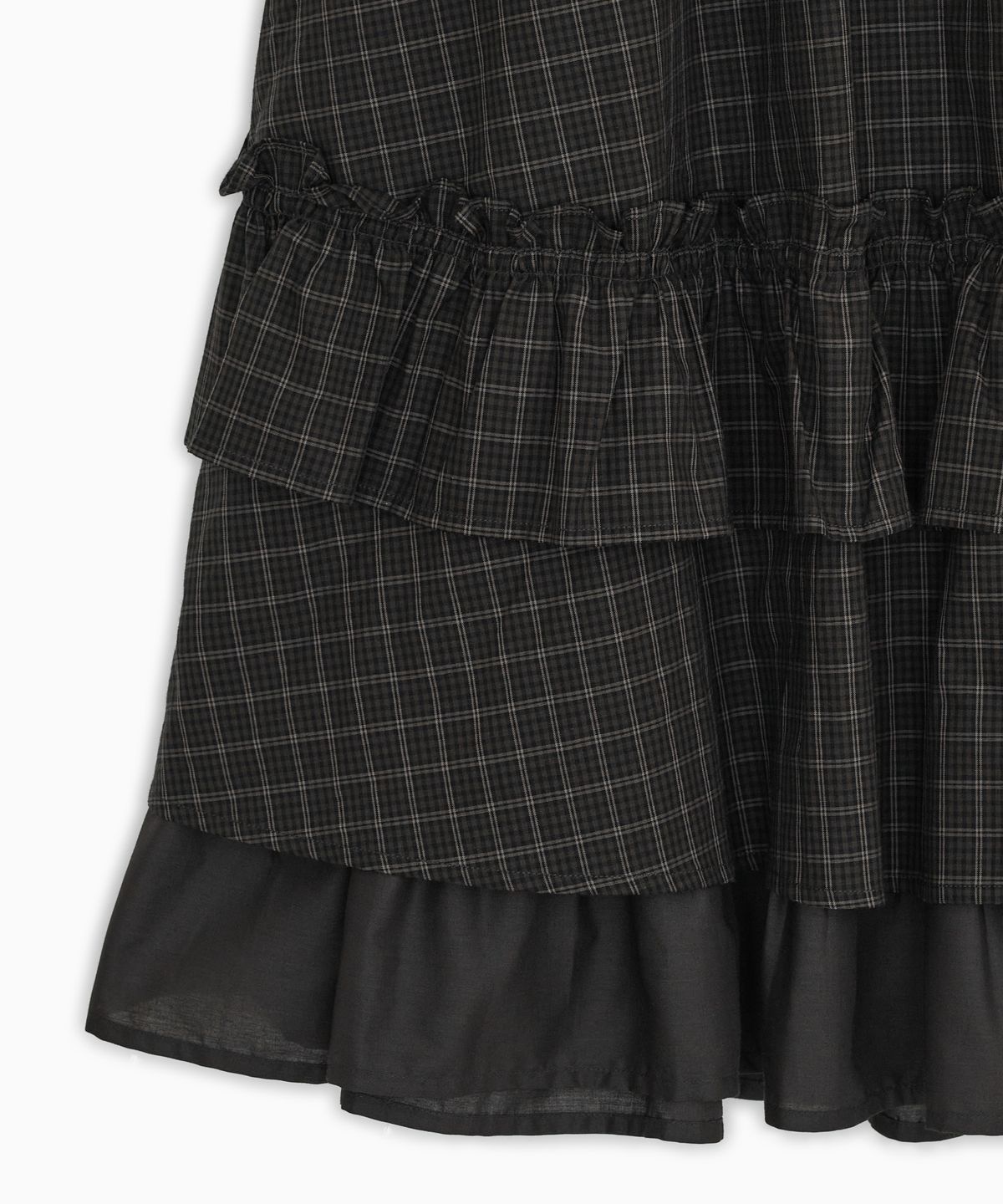 오헤시오(OHESHIO) CHECK FRILL MIDI SKIRT, BROWN