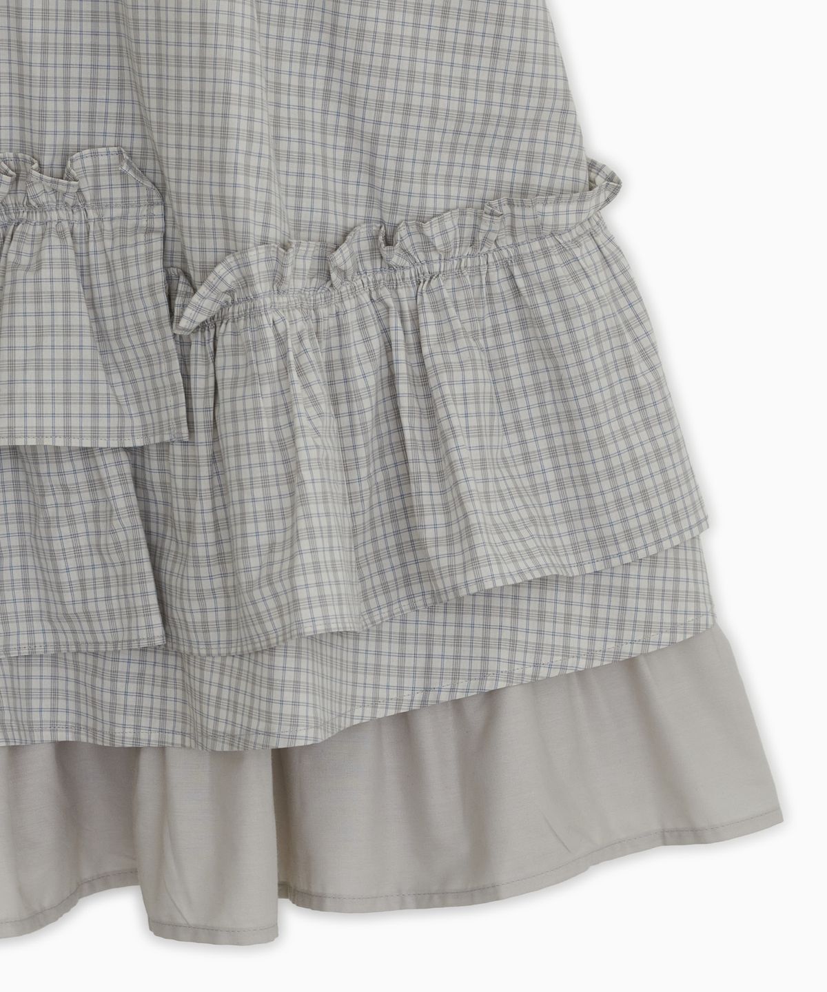 오헤시오(OHESHIO) CHECK FRILL MIDI SKIRT, LIGHT BEIGE