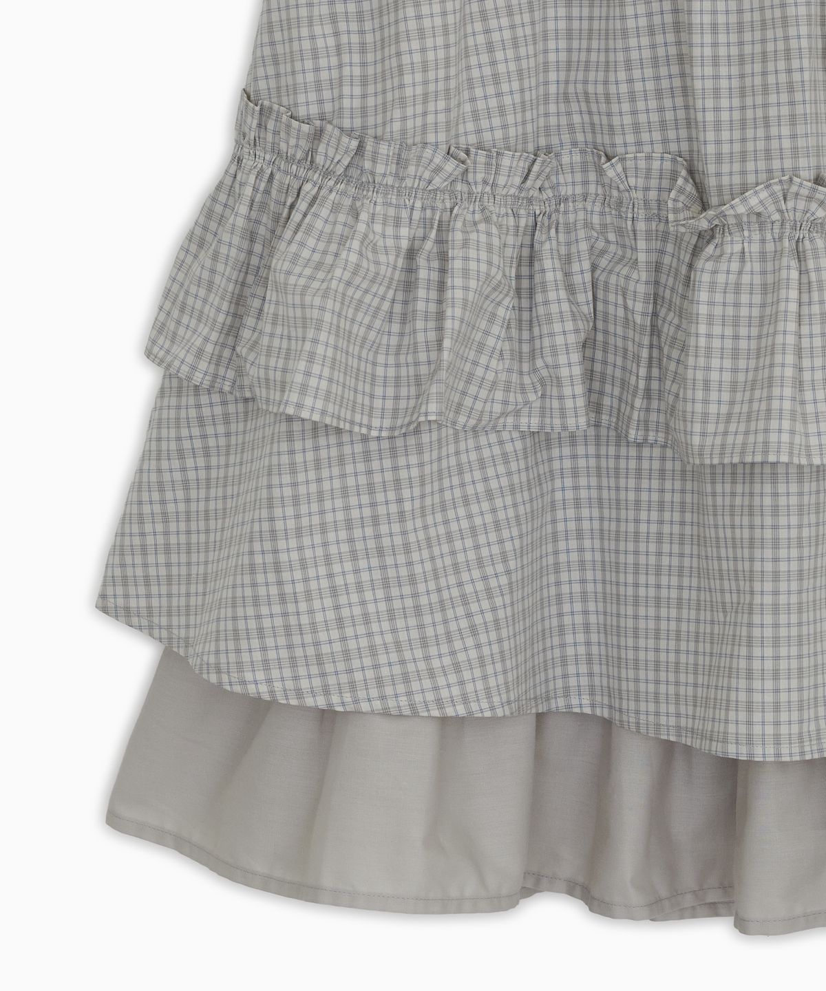 오헤시오(OHESHIO) CHECK FRILL MIDI SKIRT, LIGHT BEIGE
