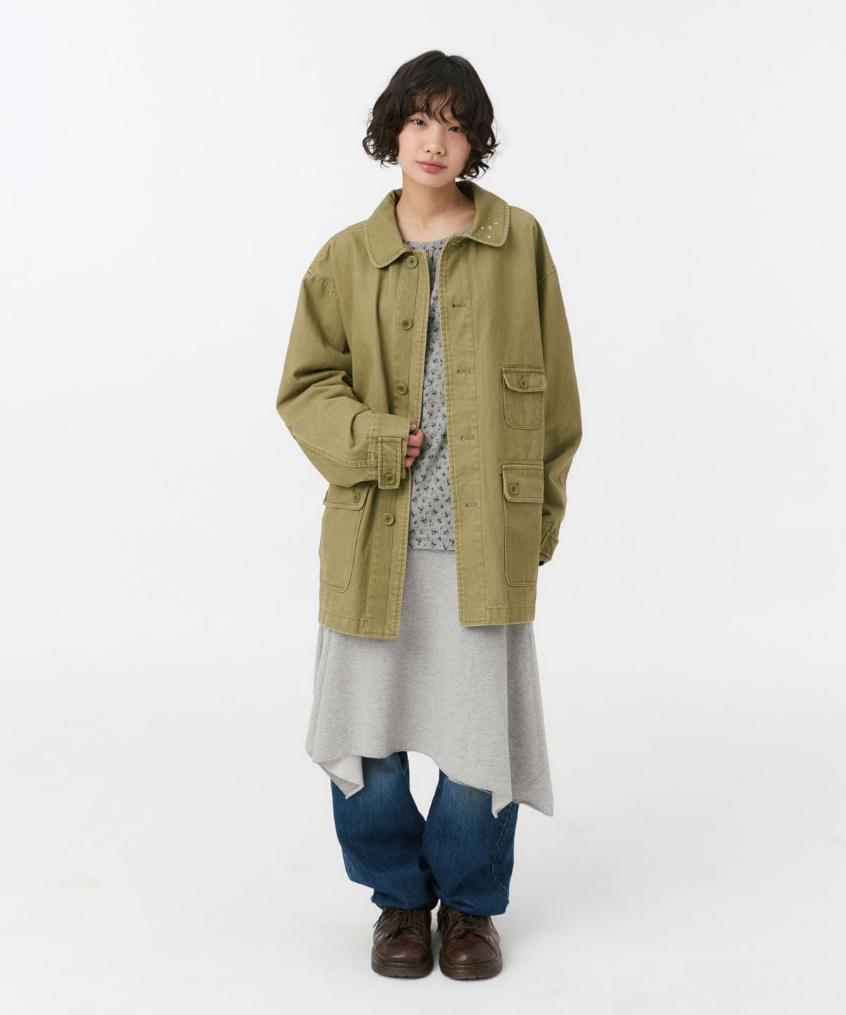 오헤시오(OHESHIO) TWO WAY ASYMMETRIC JERSEY SKIRT, GRAY