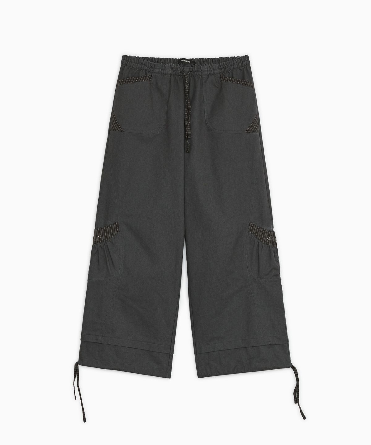 오헤시오(OHESHIO) CONTRAST PUMPKIN CARGO PANTS, CHARCOAL