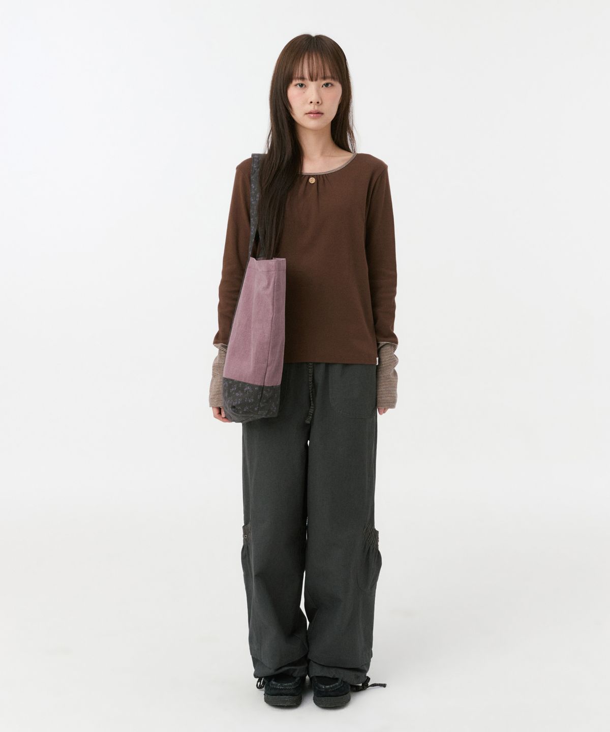 오헤시오(OHESHIO) CONTRAST PUMPKIN CARGO PANTS, CHARCOAL