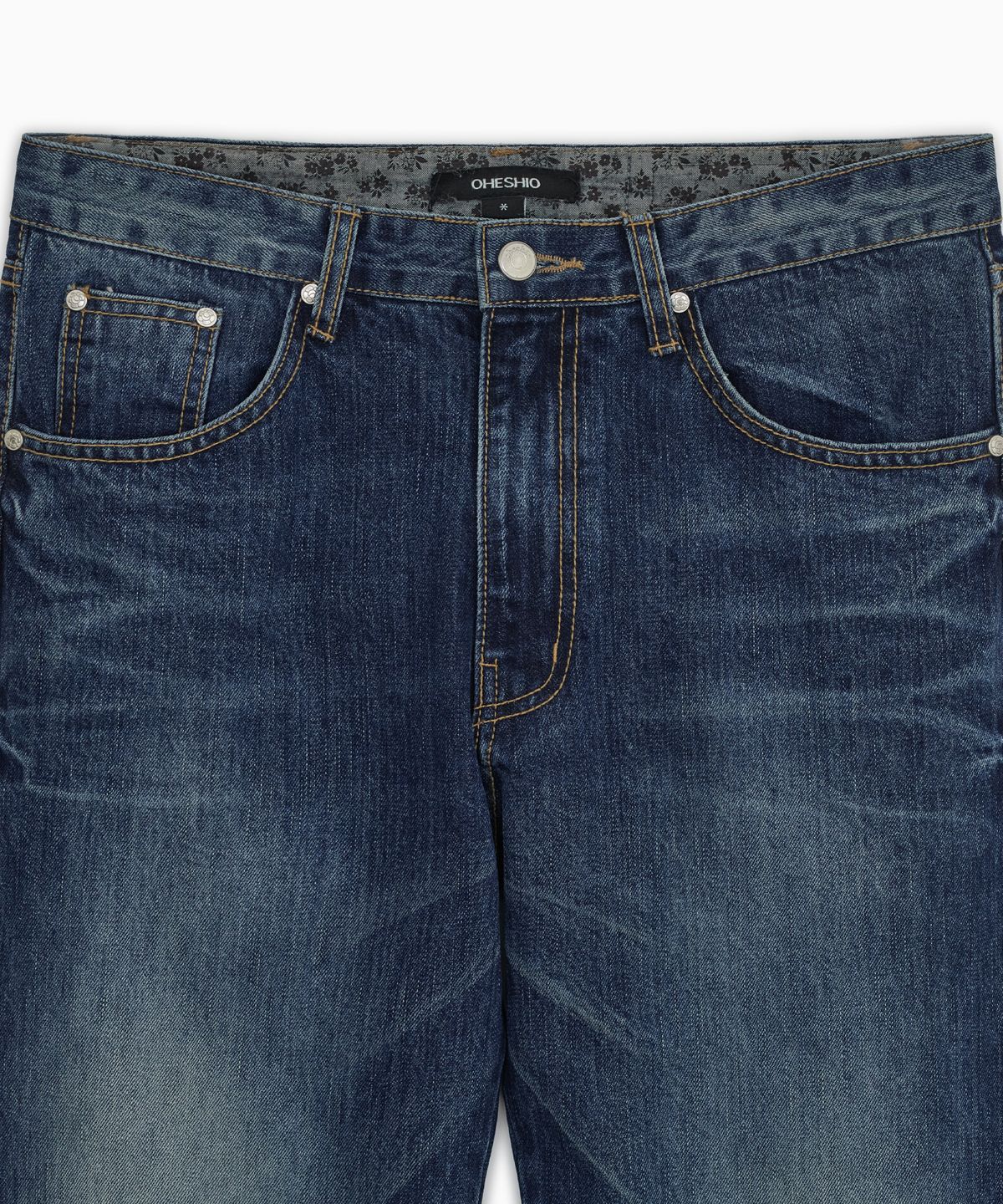 오헤시오(OHESHIO) VINTAGE EMBROIDERED DENIM PANTS, INDIGO