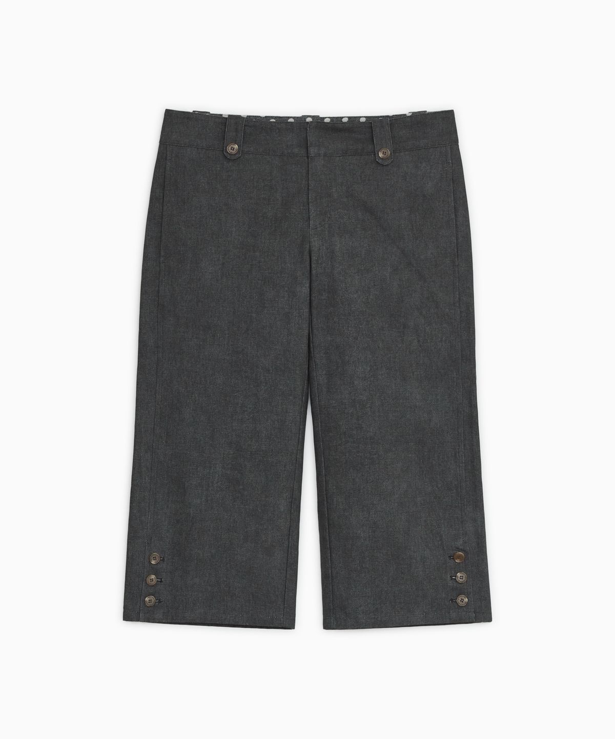 오헤시오(OHESHIO) VINTAGE DOT BUTTON CAPRI PANTS, CHARCOAL