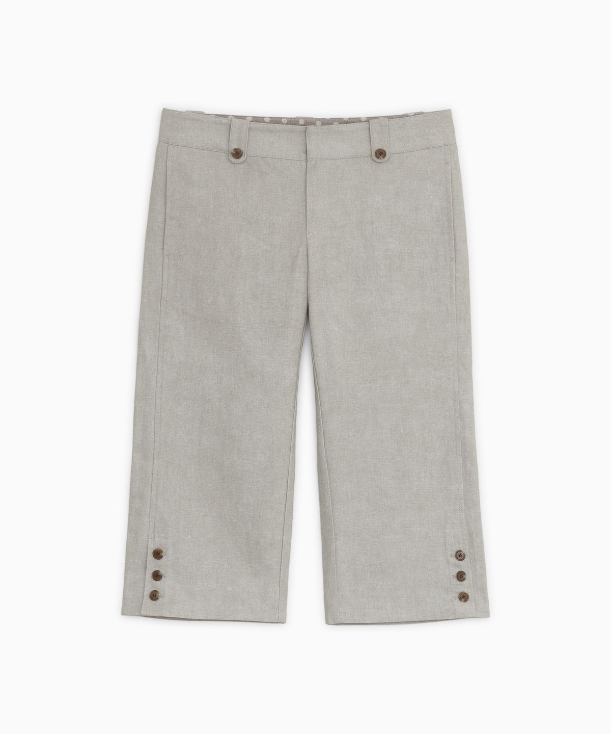 오헤시오(OHESHIO) VINTAGE DOT BUTTON CAPRI PANTS, BEIGE