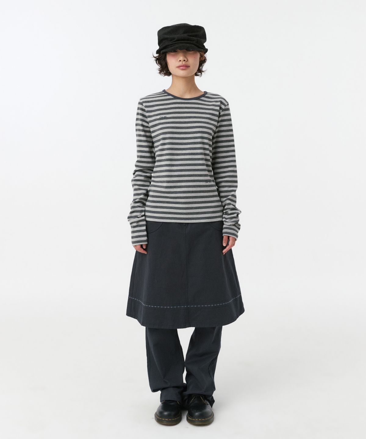 오헤시오(OHESHIO) LETTERING LOGO LONG SLEEVE, CHARCOAL
