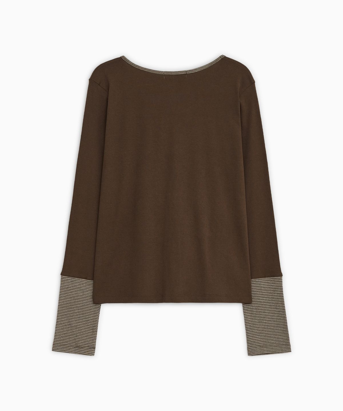 오헤시오(OHESHIO) SHIRRING COLOR BLOCK LONG SLEEVE, BROWN