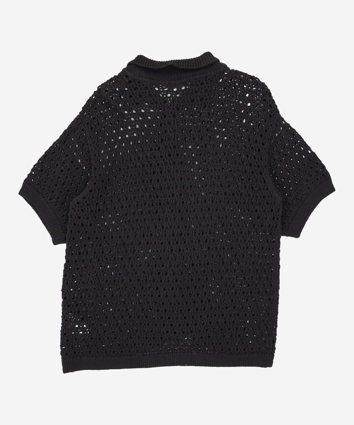 메종미네드(MAISON MINED) PUNCHING KNIT HALF CARDIGAN BLACK 2XL