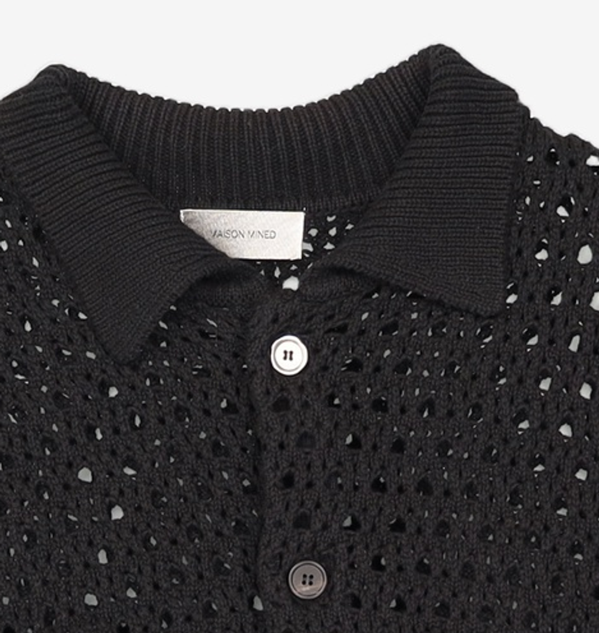 메종미네드(MAISON MINED) PUNCHING KNIT HALF CARDIGAN BLACK 2XL