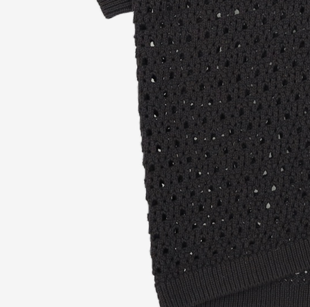 메종미네드(MAISON MINED) PUNCHING KNIT HALF CARDIGAN BLACK 2XL