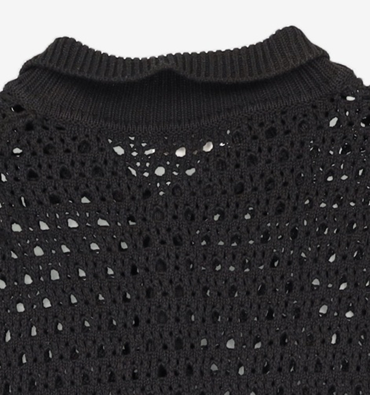 메종미네드(MAISON MINED) PUNCHING KNIT HALF CARDIGAN BLACK 2XL