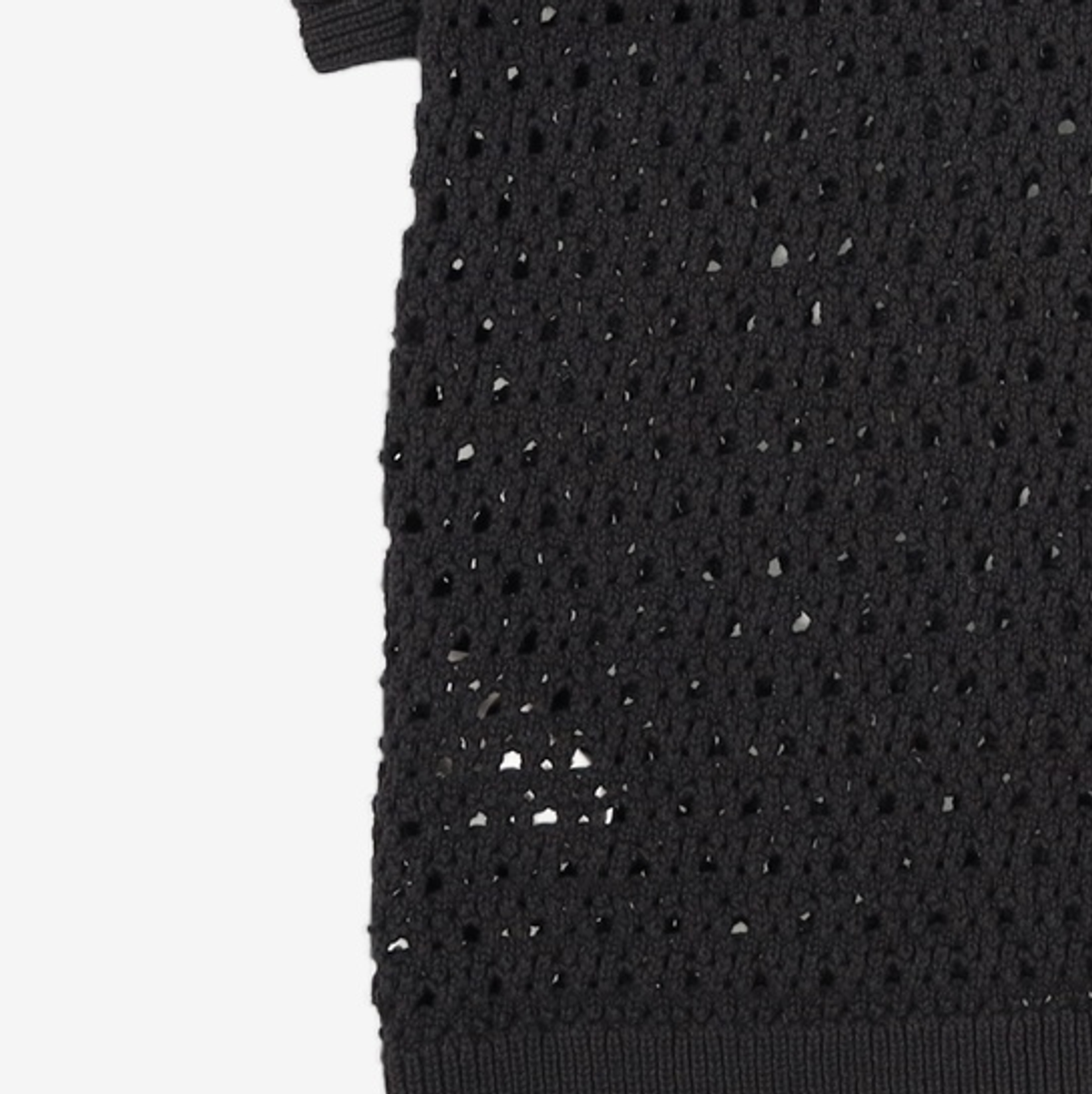 메종미네드(MAISON MINED) PUNCHING KNIT HALF CARDIGAN BLACK 2XL