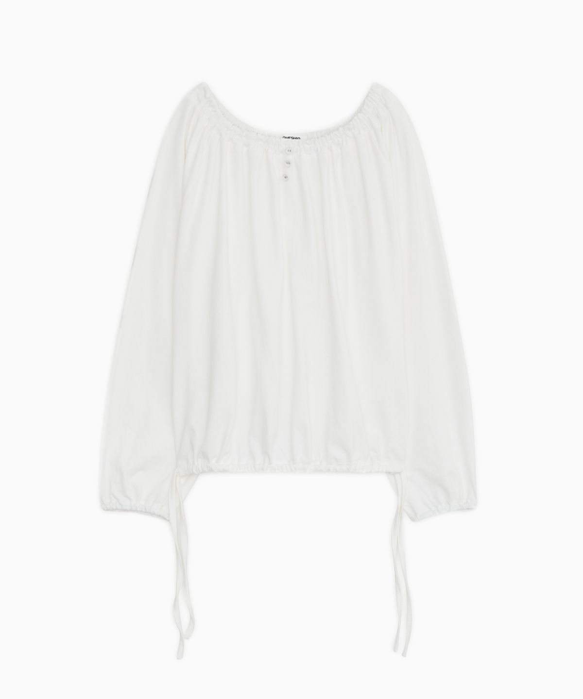 오헤시오(OHESHIO) STRING BOAT NECK JERSEY BLOUSE, WHITE