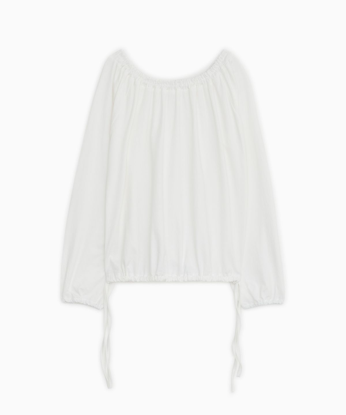 오헤시오(OHESHIO) STRING BOAT NECK JERSEY BLOUSE, WHITE
