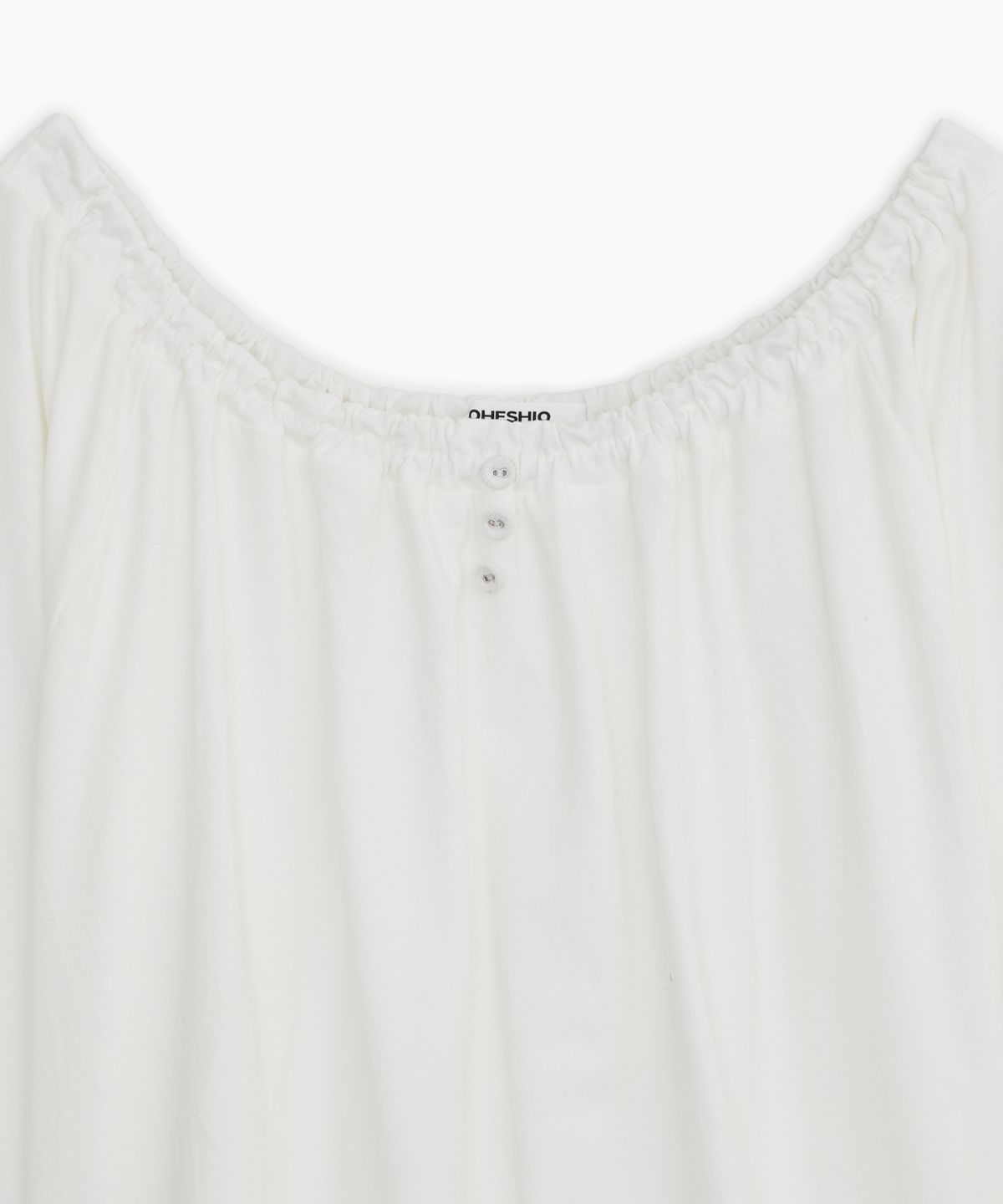 오헤시오(OHESHIO) STRING BOAT NECK JERSEY BLOUSE, WHITE